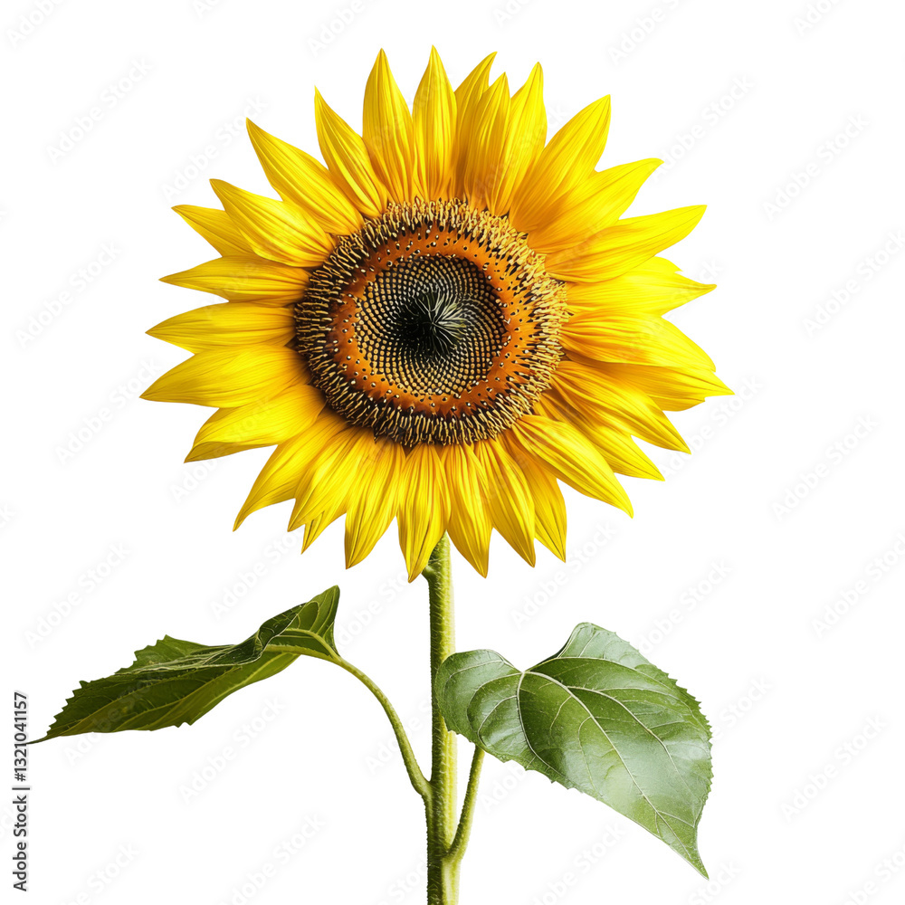 Obraz premium vibrant sunflower with bright yellow petals and dark center, showcasing its natural beauty and freshness. Perfect for adding touch of nature to any design