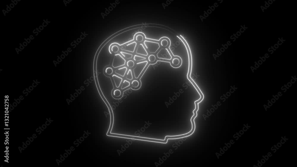 Glowing neon super intelligence icon isolated on black background. HD Video motion graphic animation Glowing neon super intelligence icon isolated on black background. HD Video motion graphic animation