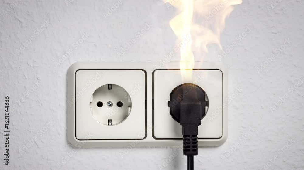 Electrical fire hazard from outlet with overheating plug