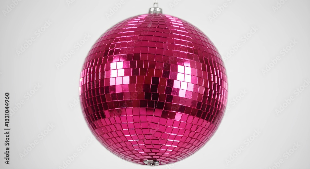 Obraz premium A pink disco ball set against white background.