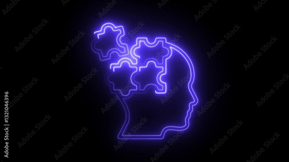 Glowing neon autism icon isolated on black background. HD Video motion graphic animation Glowing neon autism icon isolated on black background. HD Video motion graphic animation