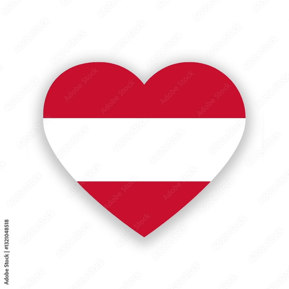 Austria national flag in heart shape isolated on white. Illustration Austria national flag in heart shape isolated on white. Illustration