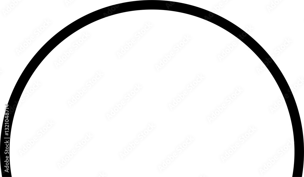 Hollow semicircle thin stroke shape icon. A half-circle outline symbol. Isolated on a white background. Hollow semicircle thin stroke shape icon. A half-circle outline symbol. Isolated on a white background.