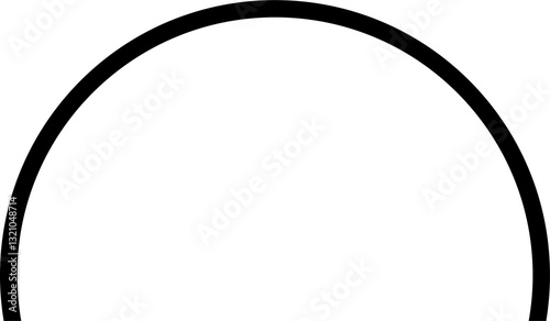 Hollow semicircle thin stroke shape icon. A half-circle outline symbol. Isolated on a white background.