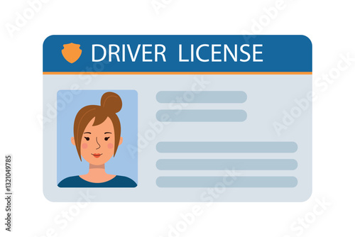 The car driver is ID card with a photo of a woman.