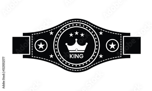 Boxing championship belt icon vector. Silhouette of boxing, wrestling championship belt, kickboxing tournament winner belt Vector illustration.