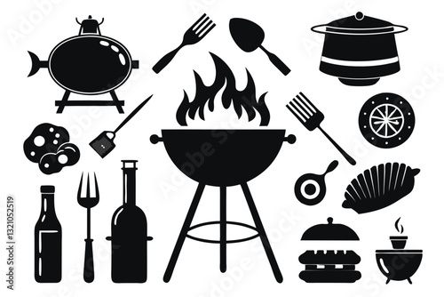 BBQ Decorative Icons Set