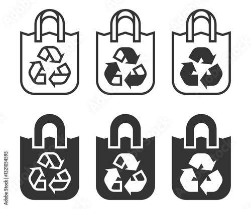Shopping bag icon with a recycling symbol.