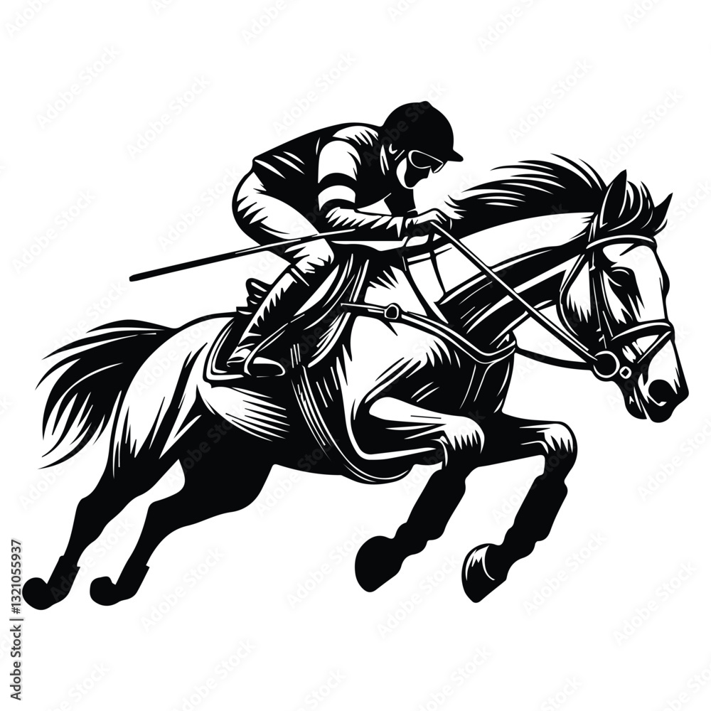 Fototapeta premium Horse Racing vector illustration, Equestrian design, horseman clipart Design 