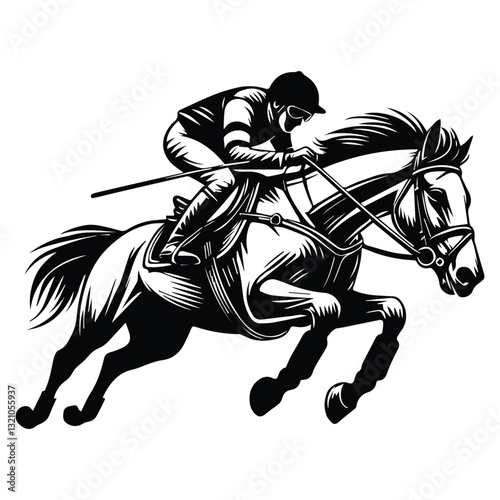 Horse Racing vector illustration, Equestrian design, horseman clipart Design
