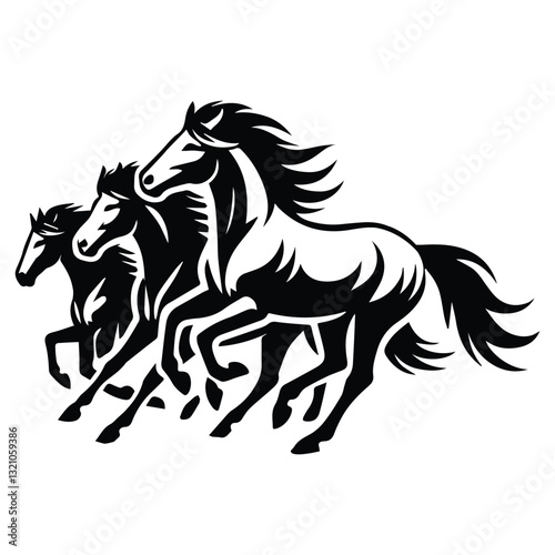 Equestrian Horseman Clipart and Dynamic Horse Racing Illustration