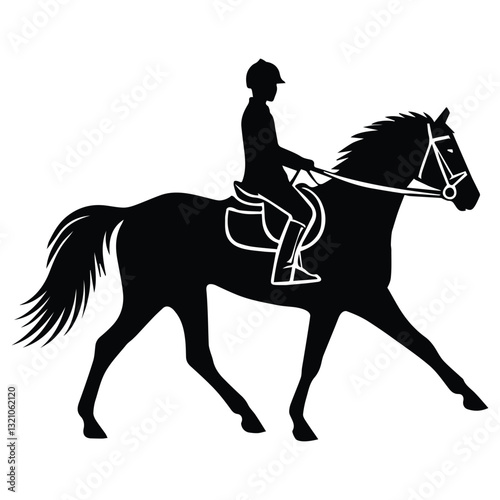 Powerful Horse Racing Illustration with Equestrian Style
