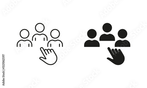 Job Candidate Symbol. Search and Choice Professional Worker. Select Employee Line and Silhouette Icon Set. Find Talent Human Pictogram. Editable Stroke. Isolated Vector Illustration