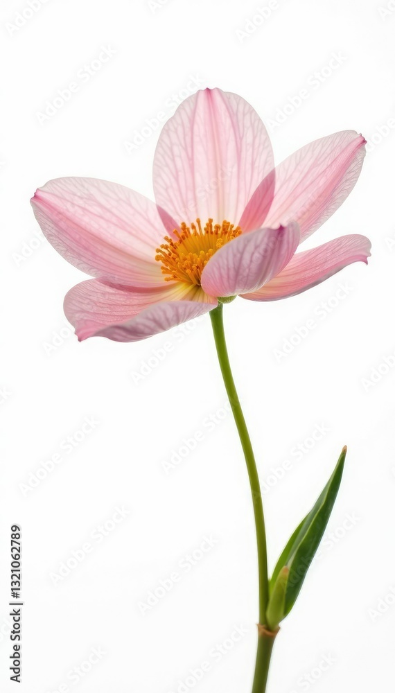 Delicate flower with soft petals on white background, gentle, isolated Delicate flower with soft petals on white background, gentle, isolated