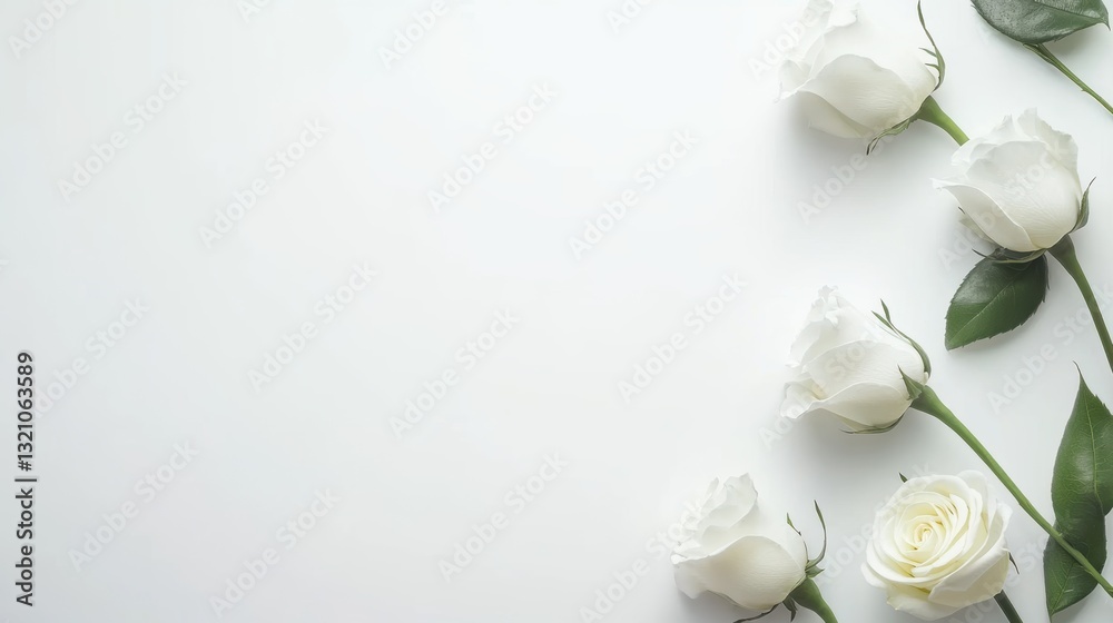 Fototapeta premium White roses on white background