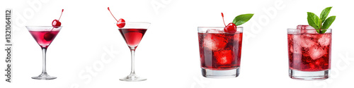 Wallpaper Mural Assorted Colorful Cocktails with Cherries and Mint on White Background  Variety of Refreshing Alcoholic Beverages in Glasses for or Nightlife Torontodigital.ca