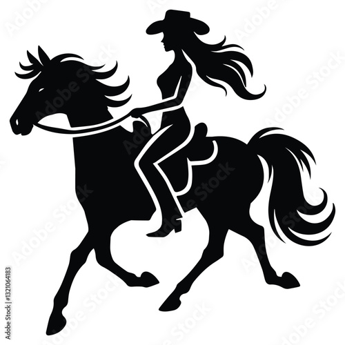 Powerful Horse Racing Illustration with Equestrian Style
