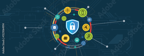 Cyber security  concept with padlock technology service