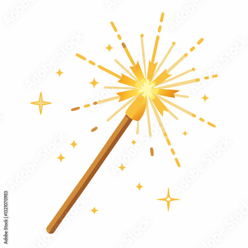 golden sparkler stick emitting bright sparks