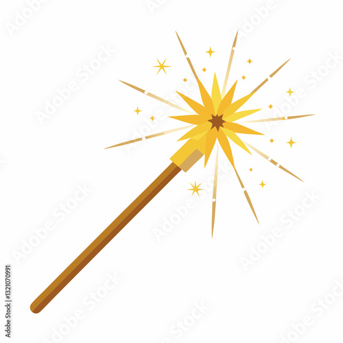 golden sparkler stick emitting bright sparks