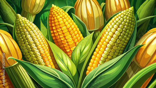 Fresh Baby Corn: A vibrant, close-up photograph captures the delicate beauty of baby corn. The tender kernels, encased in their green husks, beckon with a promise of sweetness and summer's bounty