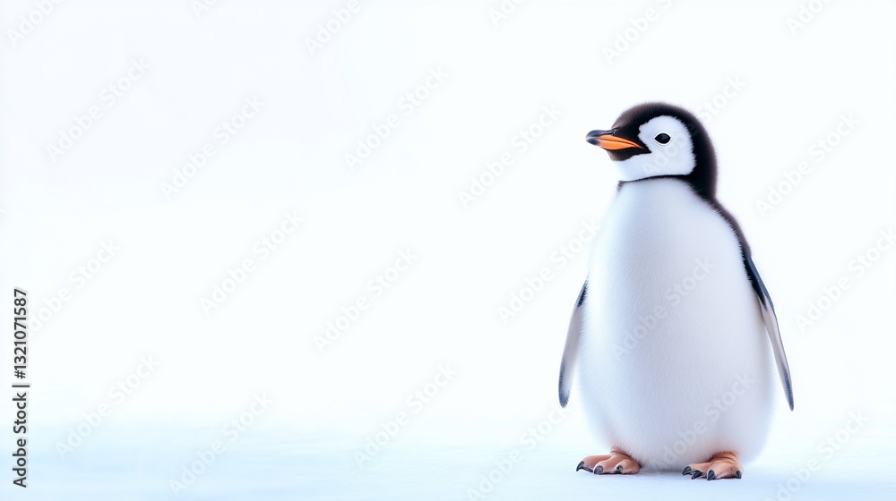 Fototapeta premium Adorable penguin chick on white background