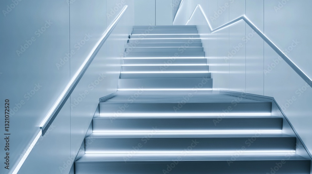Fototapeta premium Modern floating concrete stairs merging seamlessly with a Zen rock garden