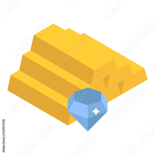 Arabs Wealth ghina isometric Concept, Jewels and Shiny Gold Bars Vector icon Design, Arab culture traditions Symbol, Islamic and Muslim practices Sign,  Zaka Ramadan Eid Elements stock illustration