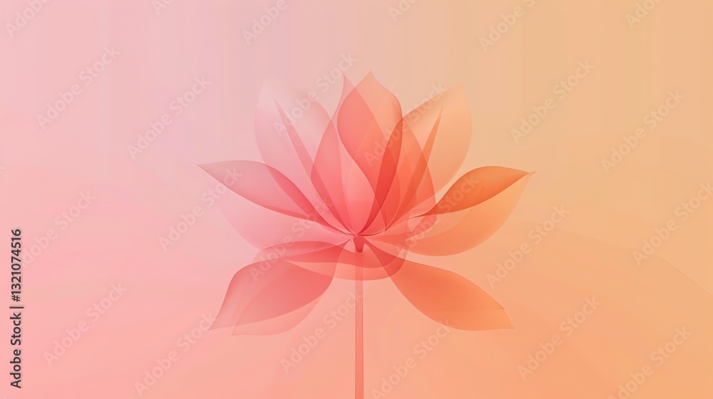 Fototapeta premium A stylized, translucent flower with soft pink and blue hues, set against a light beige background.