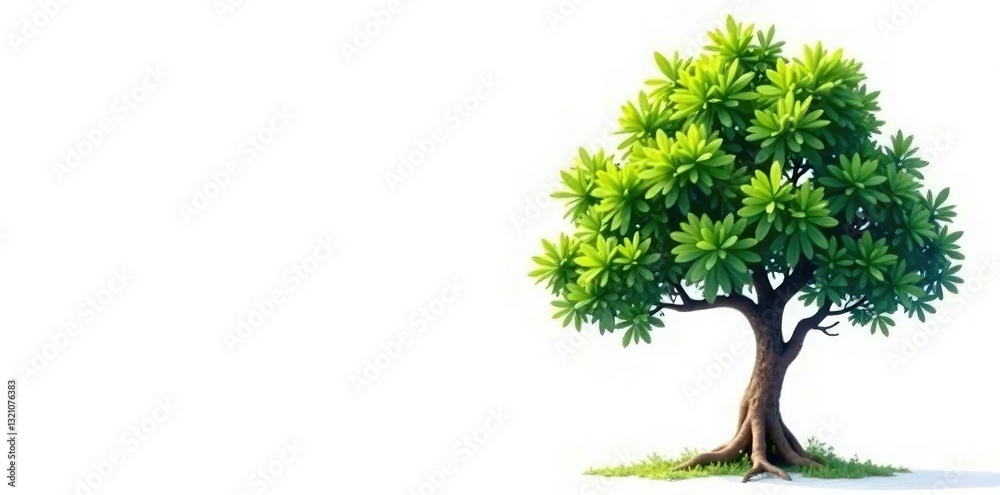 Obraz premium Single branch of tree isolated on white background, simple, tree