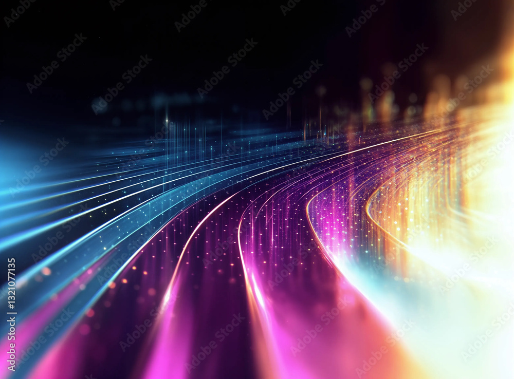A dynamic display of interwoven light trails, showcasing a futuristic, interconnected network.