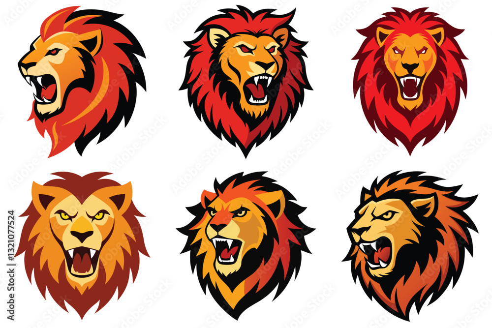 Fototapeta premium Lion Head, Lion face Bundle