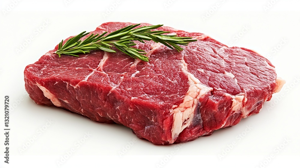 A fresh, raw beefsteak, displayed against a white background. A fresh, raw beefsteak, displayed against a white background.
