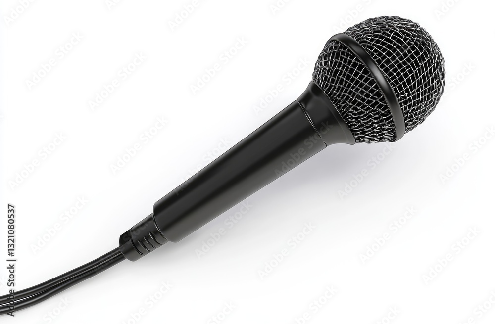 Black microphone angled view Black microphone angled view
