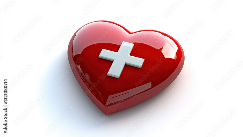 Obraz premium Red heart with white cross
