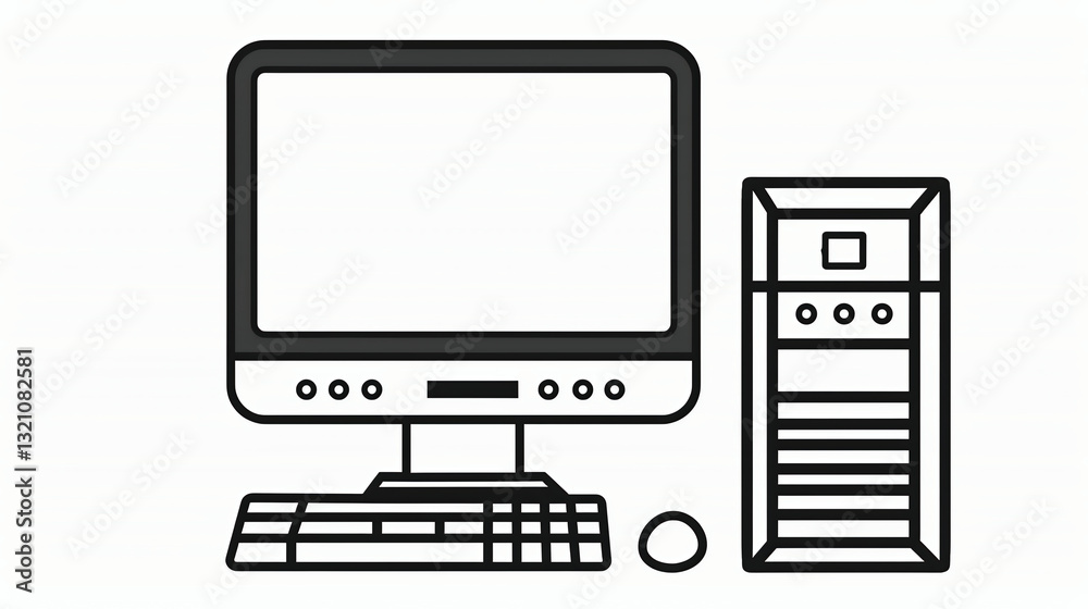 Desktop Pc icon. Line style icon design. UI. Illustration of desktop pc icon. Pictogram isolated on white. Ready to use in web design, apps, software Desktop Pc icon. Line style icon design. UI. Illustration of desktop pc icon. Pictogram isolated on white. Ready to use in web design, apps, software
