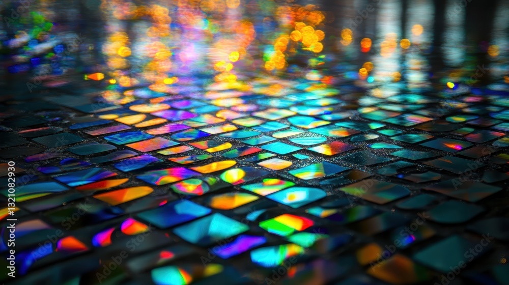 Obraz premium Abstract Iridescent Mosaic Tile Background with Bokeh Lights
