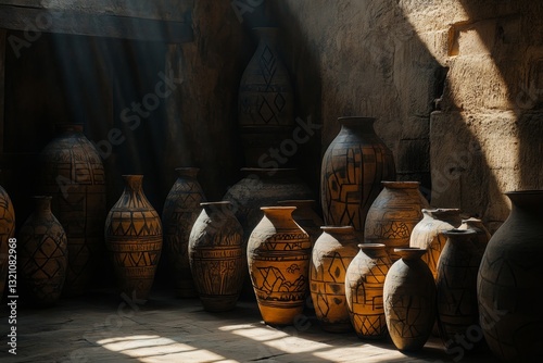 Wallpaper Mural Traditional Pottery Crafts Displayed in Soft Natural Light Torontodigital.ca