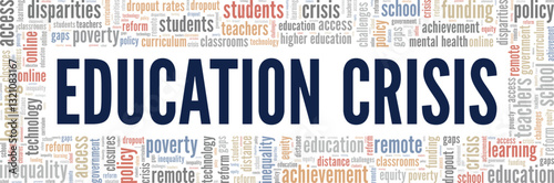 Education Crisis word cloud conceptual design isolated on white background.