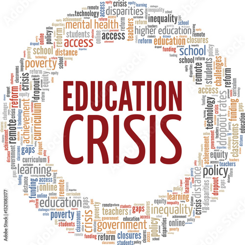 Education Crisis word cloud conceptual design isolated on white background.