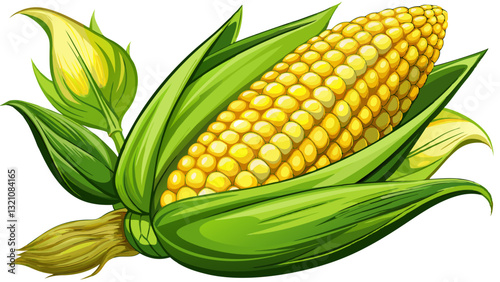Fresh corn on white background isolated