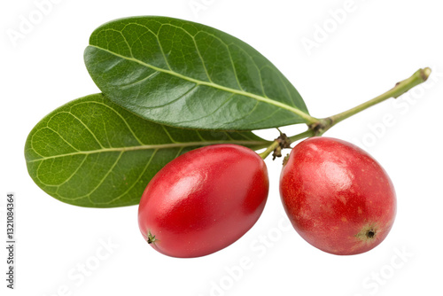 Miracle fruits with leaves isolated on transparent background