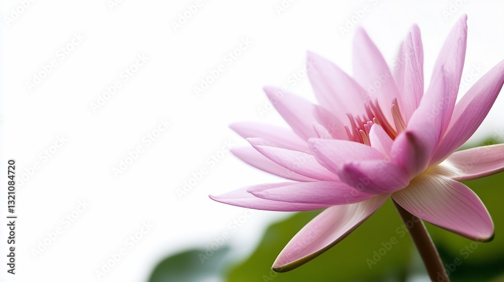 Obraz premium Delicate pink water lily against white backdrop