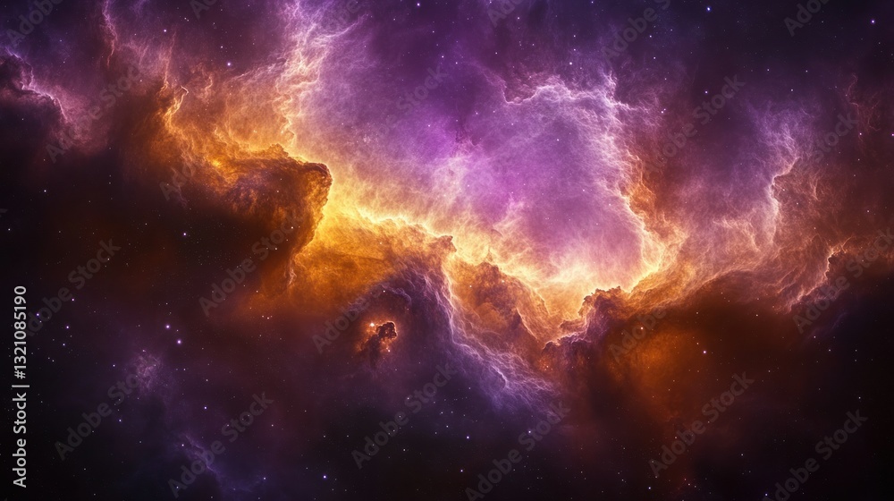 Cosmic nebulae swirling in vibrant hues