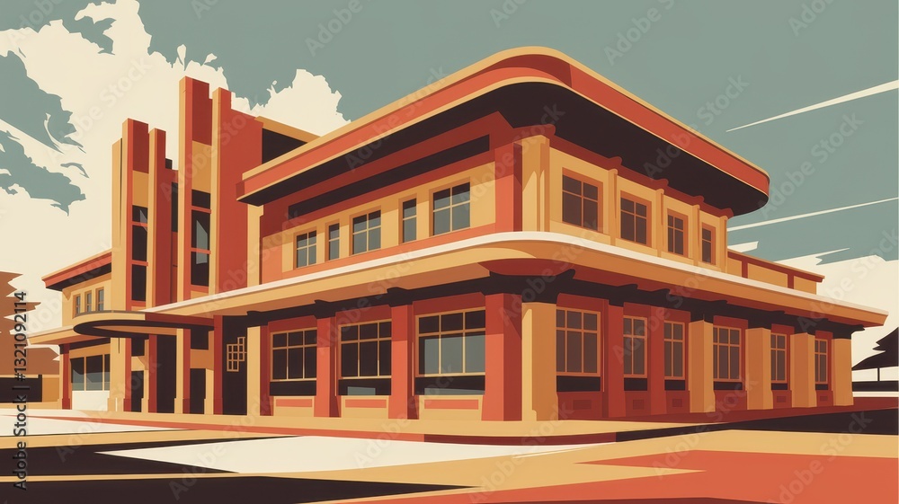 Art Deco Building: Architectural Illustration Art Deco Building: Architectural Illustration