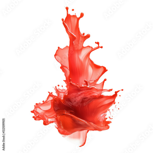 Red watercolor splash stain isolated on transparent or white background