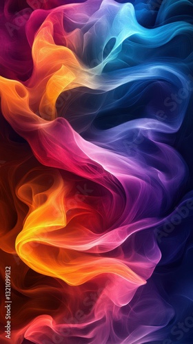 Wallpaper Mural Vibrant swirls of color create an abstract composition resembling flowing fabric in shades of blue, pink, orange, and purple Torontodigital.ca
