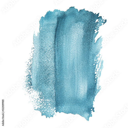Blue watercolor splash stain isolated on transparent or white background