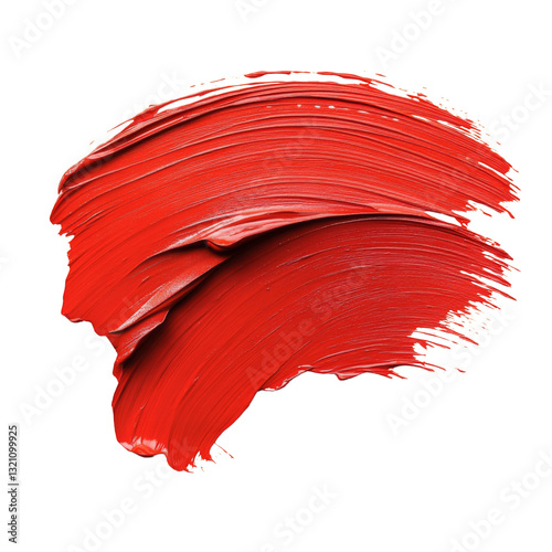 Red paint brush stroke isolated on transparent or white background