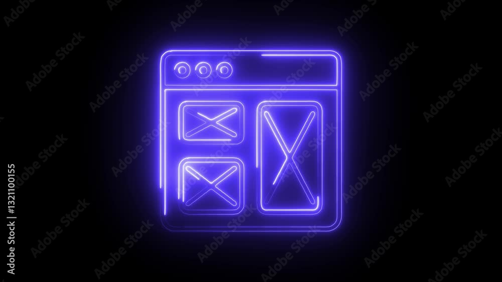 Glowing neon wireframe icon isolated on black background. HD Video motion graphic animation